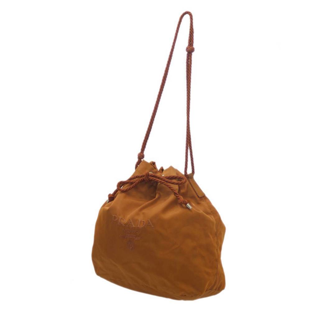 Prada Drawstring Shoulder Bag Nylon Brown - image 1